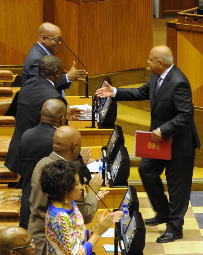 President Jacob Zuma and Finance Minister Pravin Gordhan in Parliament. Picture: GCIS