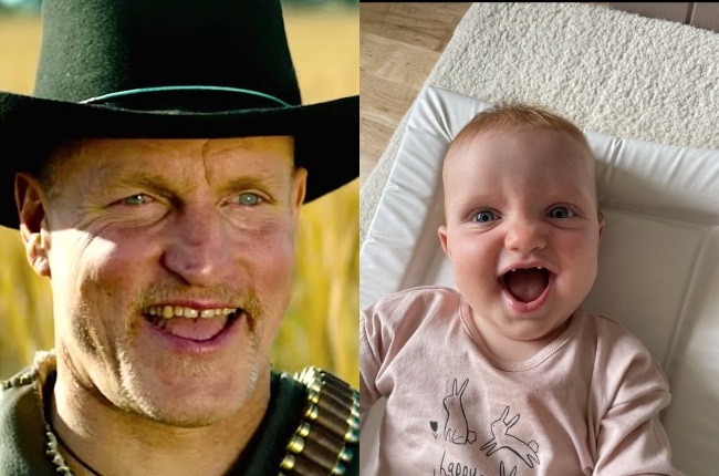 Woody Harrelson penned a poem for his baby doppelganger, Cora. (PHOTO: twitter@daniellegrier)