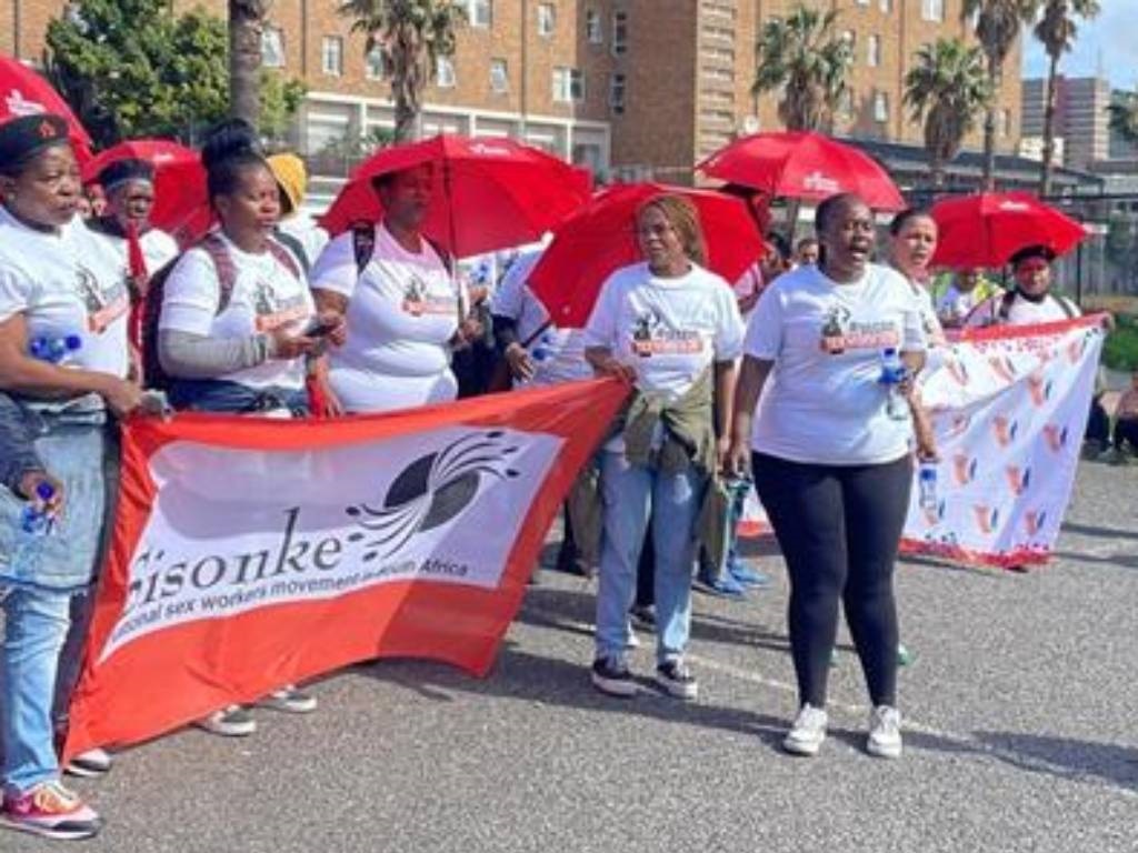 Sex workers protested in Cape Town on Thursday, cl