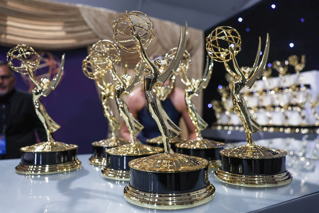  Emmy statuettes sit on a table at the Governors Ball at the 74th Primetime Emmy Awards at the Microsoft Theater.