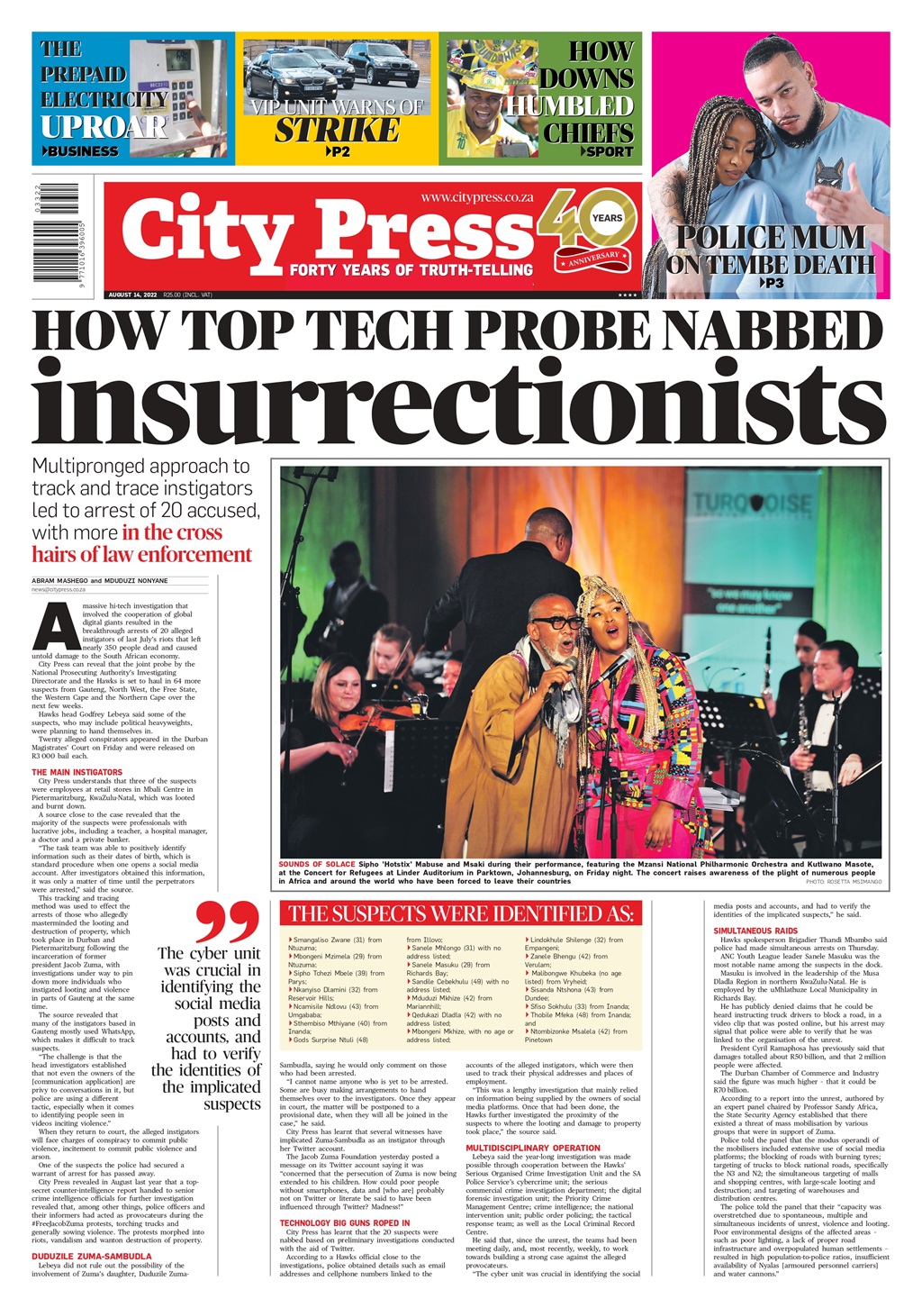 What's in City Press, August 14, 2022