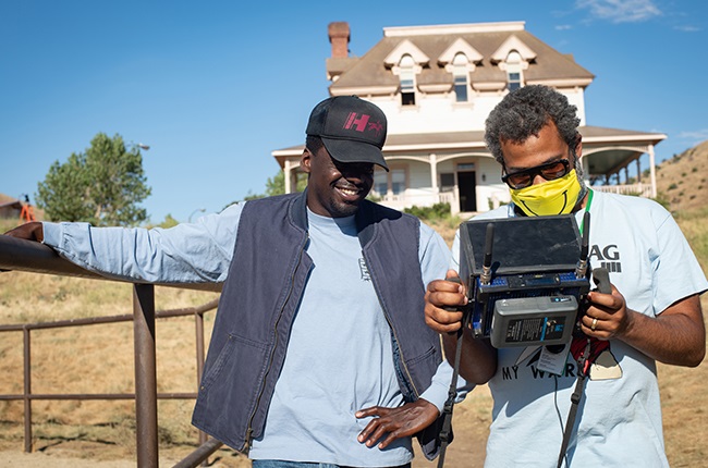 Daniel Kaluuya and Writer/Director/Producer Jordan Peele on the set of Nope.