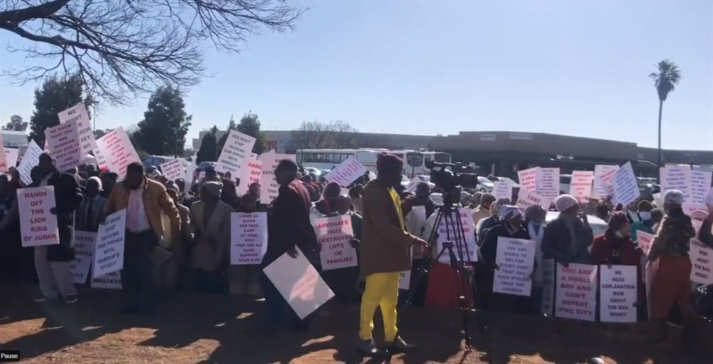 IPHC members gathered outside the Westonaria Magistrates’ Court on Tuesday. Photo: Mduduzi Nonyane