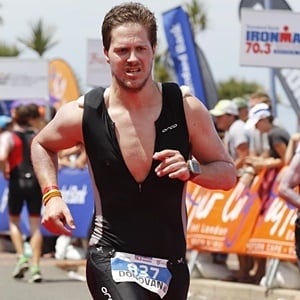 Donovan Will during the Ironman 70.3 in January this year. (Image supplied)