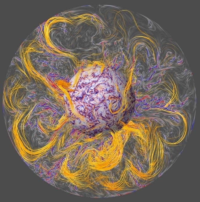Earth's magnetic field, visualised.