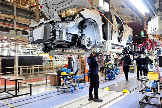 A Quest sedan being built at Toyota's plant in Dur