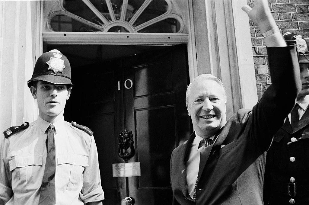 Edward Heath (1916 - 2005) outside 10 Downing Street in London, as the new Prime Minister of the United Kingdom, June 1970. 