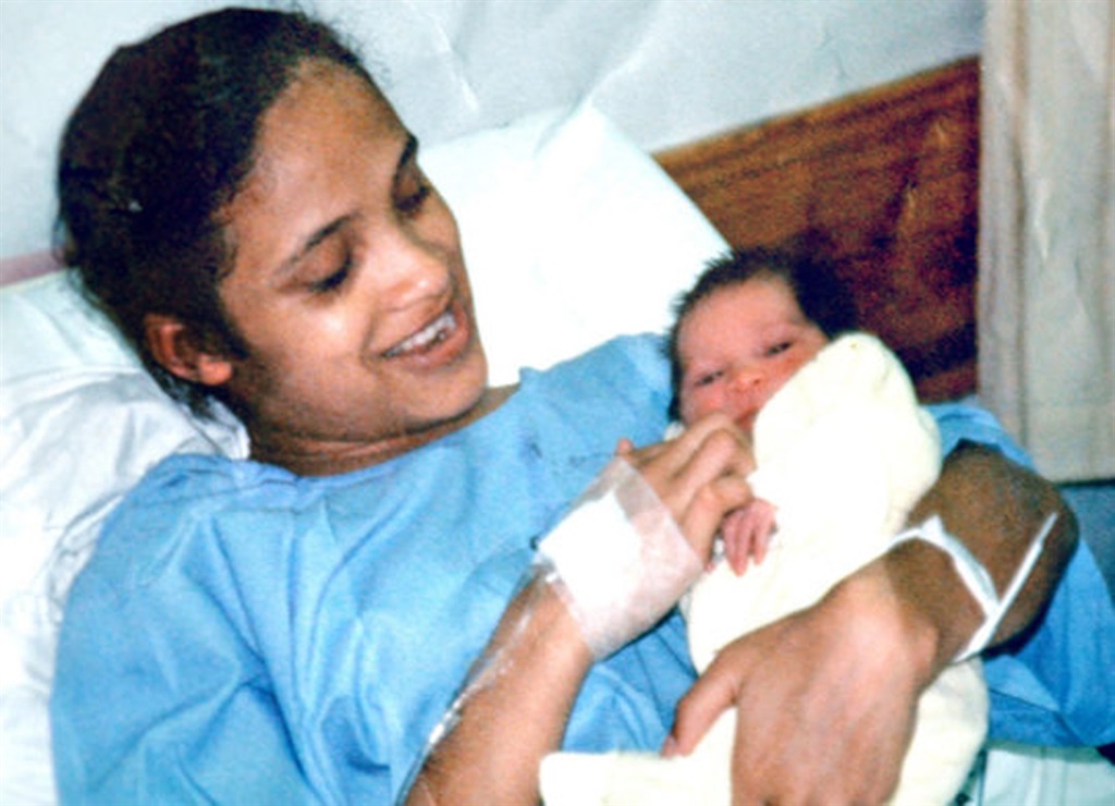 Celeste Nurse in hospital with Zephany before she was abducted from Groote Schuur hospital on April 30, 1997, when she was just 3 days old.