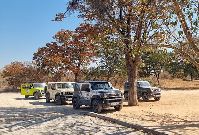 A gang of Jimnys on safari in Botswana.j
