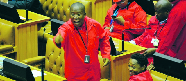 rebel yell Economic Freedom Fighters leader Julius Malema. In Parliament, yelling, with occasional shoving, has become the norm    PHOTO: lulekwa mbadame 