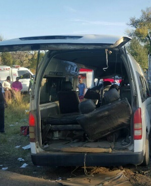 A minibus taxi driver was killed when his vehicle collided with a delivery van in Witbank.