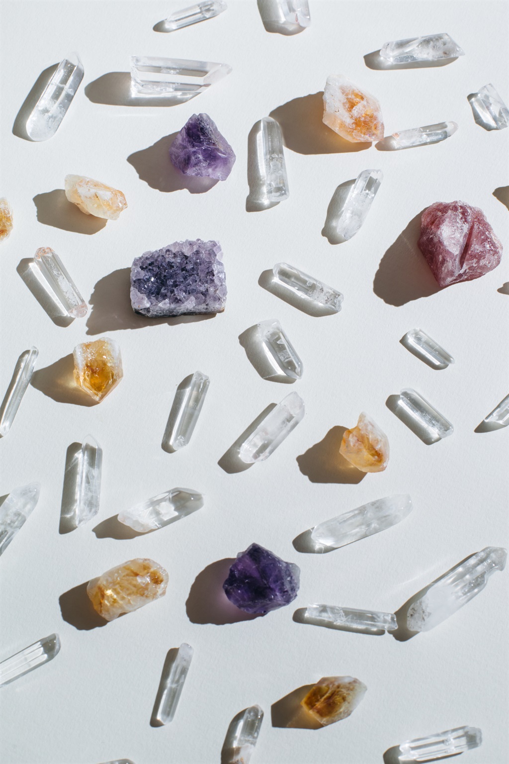 Set gemstones crystal minerals for relaxation and 