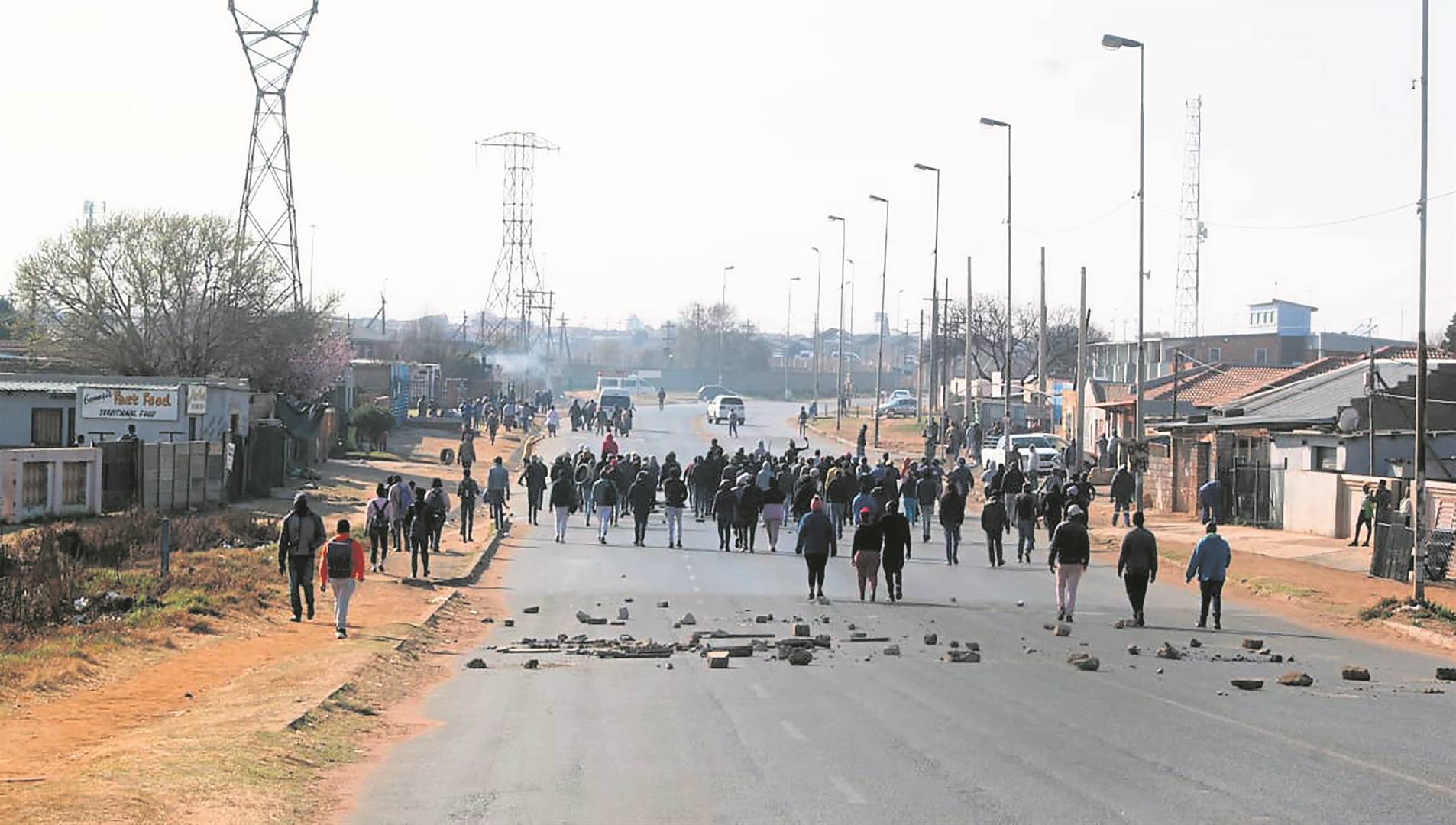 Residents of Etwatwa protesting over network shedding.  Photo by Phineas Khoza