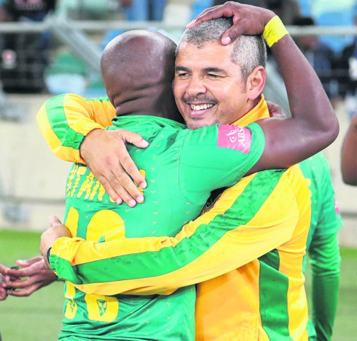 Golden Arrows coach Clinton Larsen celebrates after they beat Orlando Pirates 2-1 in their last Absa Premiership match of the season on Saturday. Photo by Anesh Debiky/Gallo Images