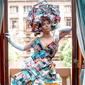 This Johannesburg man has made an eye-catching outfit out of almost 100 YOU magazines