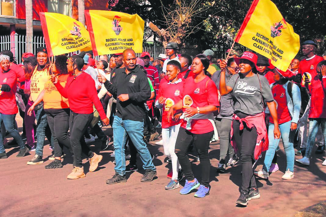 Various trade unions took part in the national shut down march that was initiated by Cosatu and Saftu. In Tshwane the marchers gathered and started their walk from Burgers Park to the Union Buildings. Photo by Thokozile Mnguni 