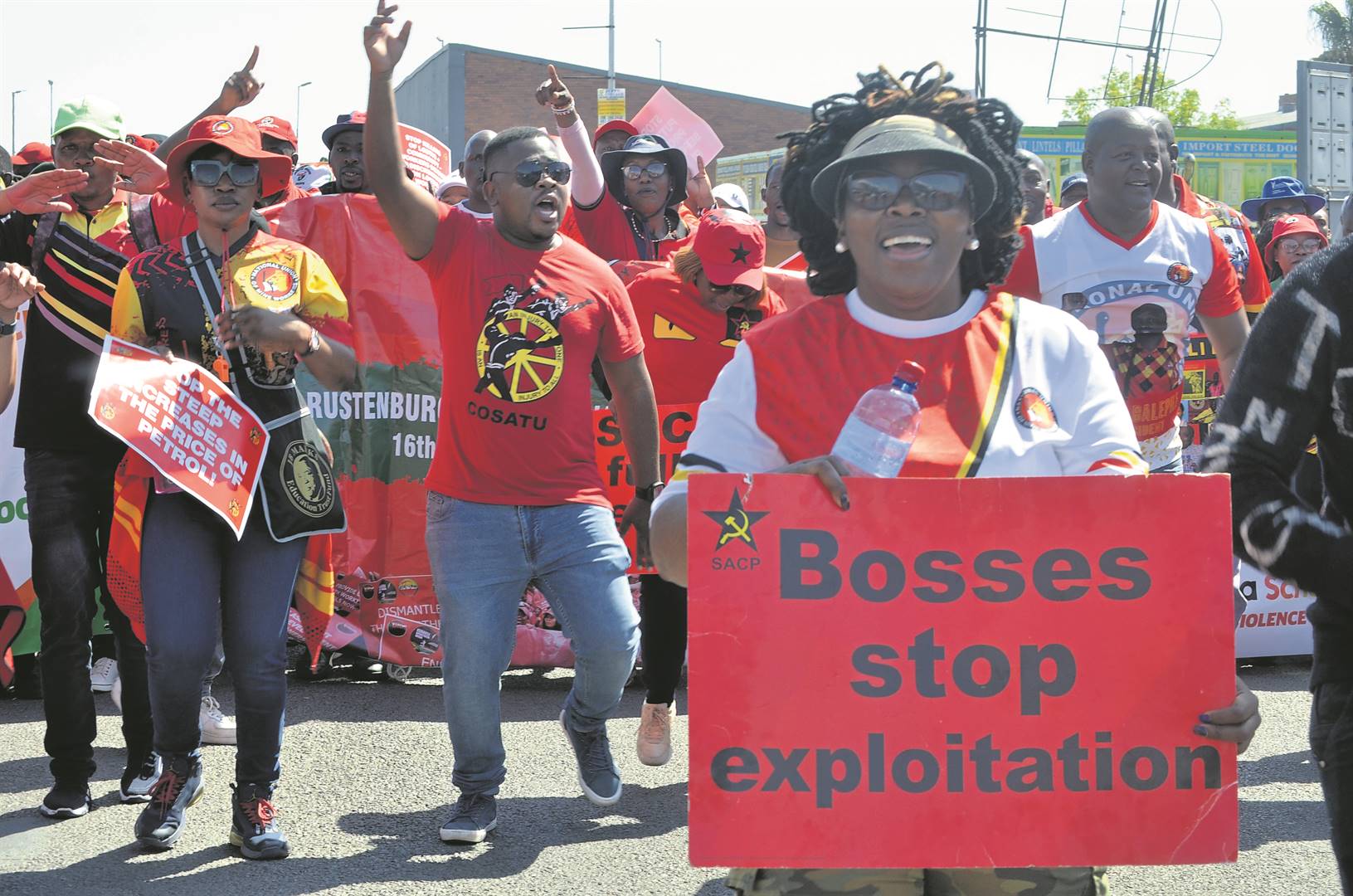 COSATU members march over the government and the private sector’s inaction to tackle socio-economic challenges on Wednesday. Photo by Rapula Mancai 