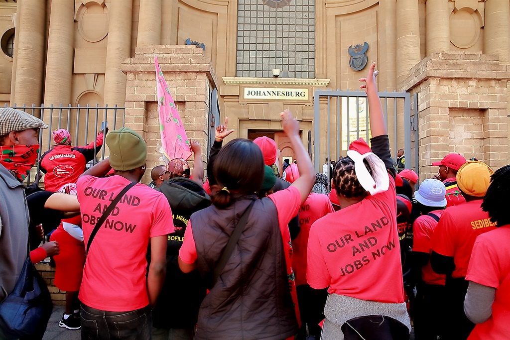 EFF supporters outside Johannesburg High Court for the 'Kill the boer' matter.