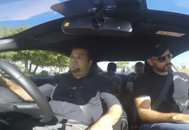 <B>BOYS AND THEIR TOY:</B> Our colleagues over at Top Car decided to get lunch in a Ford Mustang. Four men, one 'stang... it was always going to be tight. <I>Image: Youtube</I>