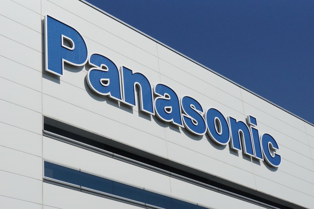 01 November 2018, Japan, Fukuoka: Logo of the Japanese electronics company Panasonic on a factory building in Fukuoka. Here in Fukuoka, the Group manufactures surveillance cameras and smaller electronic devices, among other things. Photo: Christoph Dernbach/dpa (Photo by Christoph Dernbach/picture alliance via Getty Images)