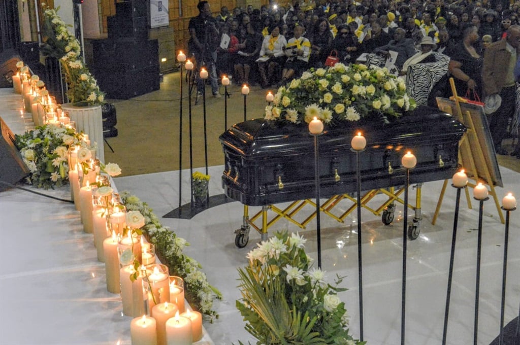Mashata's coffin at his funeral service on Sunday, 28 April. Photo by Raymond Morate