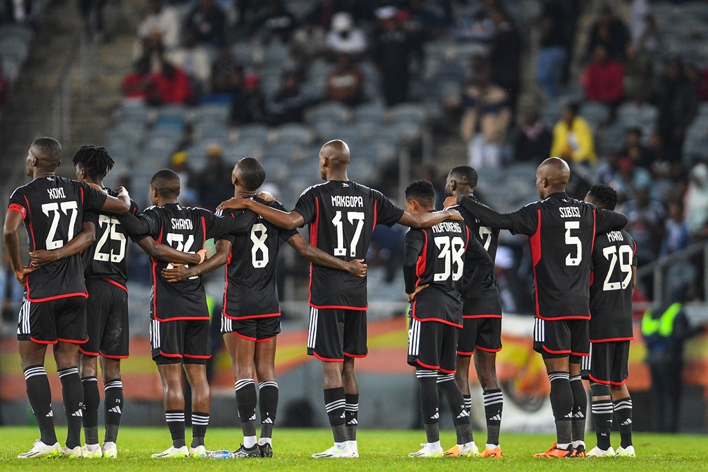 Orlando Pirates players during the CAF Champions League, 2nd preliminary round - leg 2 match between Orlando Pirates and Jwaneng Galaxy at Orlando Stadium on September 29, 2023 in Johannesburg, South Africa. 