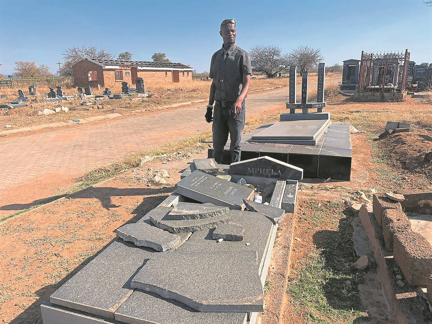 Community leader Jack Sekgojane said thugs don’t only vandalise tombstones at the Sofasonke Cemetery, but they also rob people of their belongings. Photo by                         Kgalalelo Tlhoaele