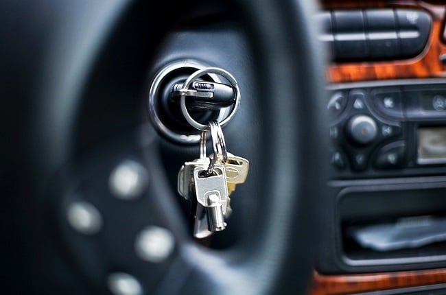 Car key in ignition lock