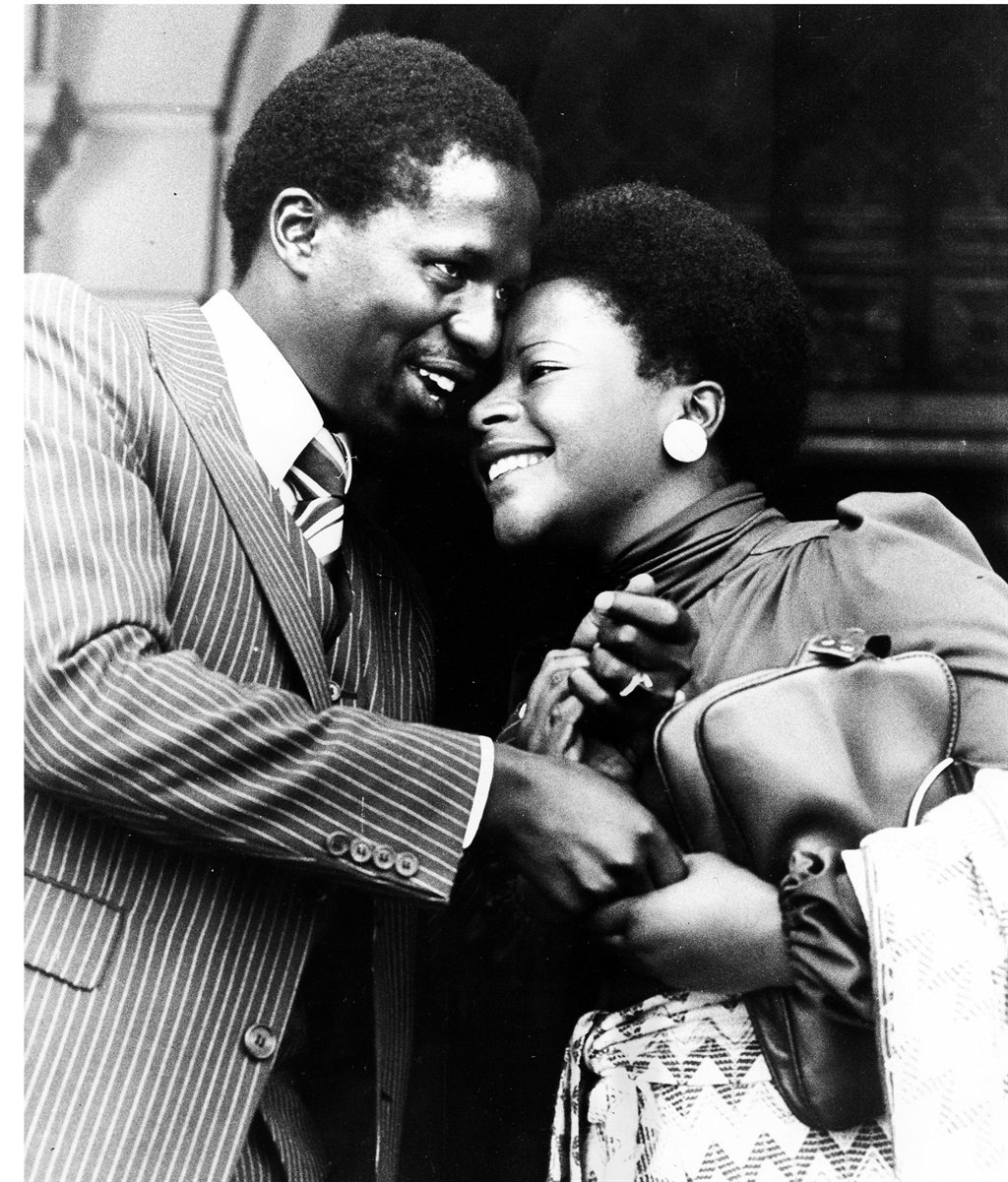 Dikgang Ernest Moseneke is congratulated by his wife, Khabonina, after being admitted as an attorneyon April 15 1978 PHOTO: Gallo Images 