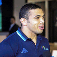 Bryan Habana speaking at the launch of Team Habana in Cape Town on Thursday (Photo supplied)
