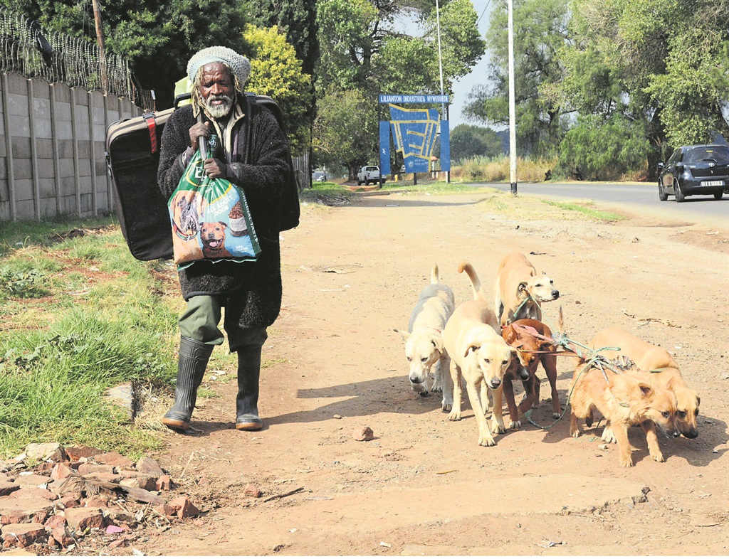 Sangoma Rombu Majola says his ancestors guide his dogs to help him find rare muthi.              Photo by Muntu Nkosi 