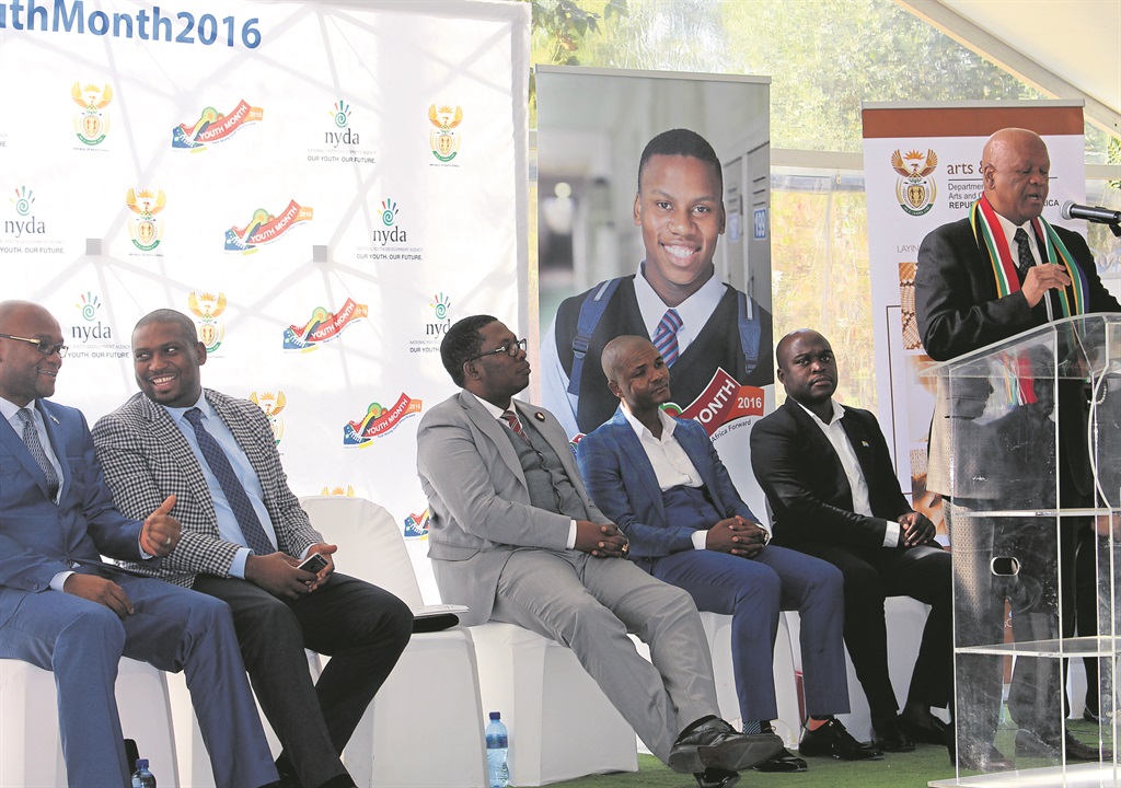 Minister Jeff Radebe speaks at the launch of Youth Month 2016 at the Hector Pieterson Memorial in Soweto. 