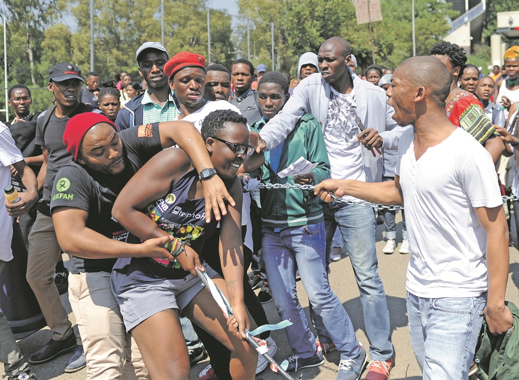 Student activist Thenjiwe Mswane says she was assaulted by male leaders during a #FeesMustFall protest. Mswane, other women and LGBTIQ activists were being excluded from the protest because of their sexuality  PHOTO: Felix Dlangamandla 