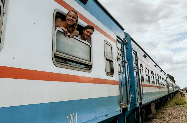 Skyler and Lance Deetlefs were stuck on a train from Zambia to Tanzania for 27 hours, but not even that could dampen their spirits. (PHOTO: Supplied) 