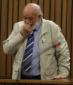 Barry Steenkamp, father of murdered model, Reeva Steenkamp, testifies during the sentencing hearing of Oscar Pistorius at the North Gauteng High Court. Picture: Kim Ludbrook - Pool /Getty Images