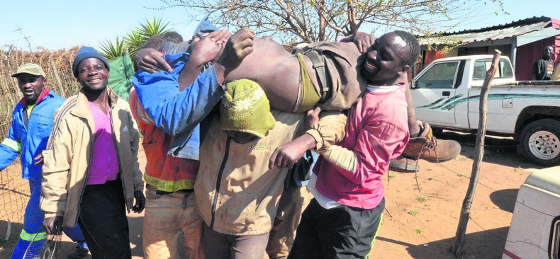 Bongani Mlalazi, who had been missing for two days, was carried home by men who found him passed out in the bush.                                  Photo by Zamokuhle Mdluli