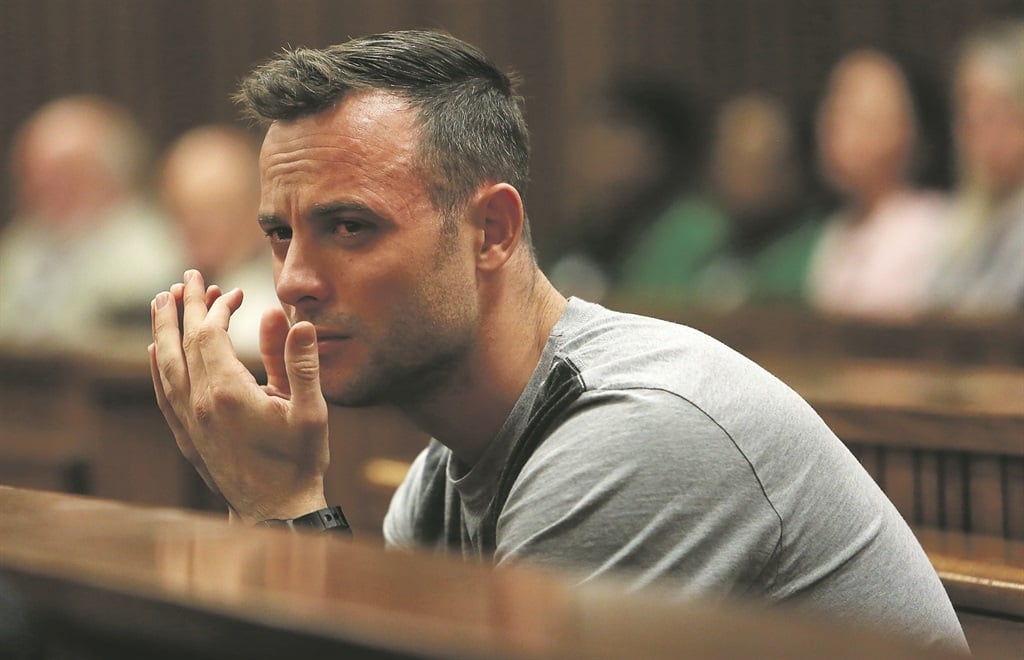 Oscar Pistorius sobs during proceedings at the Johannesburg High Court. The Supreme Court of Appeal convicted him of murder for killing his girlfriend, Reeva Steenkamp, in 2013.  This week, the former athlete is seeking parole. Photo: Alon Skuy  