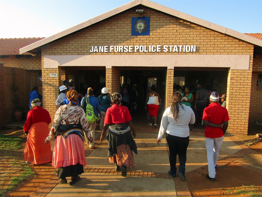 A few angry residents of Jane Furse, Limpopo protested outside the police accusing cops of failing them. They barricaded the road lead to police station with stones. Photo by .  Photo by Godfrey Pandeka 