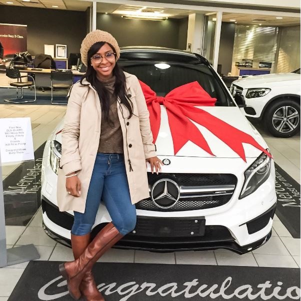 Boity and her new car.
