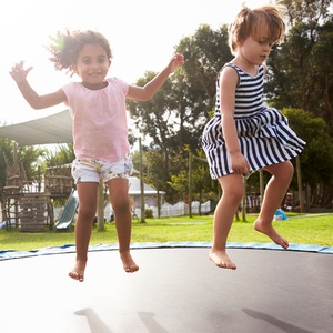 A trampoline is a source of great fun, but also several injuries. 