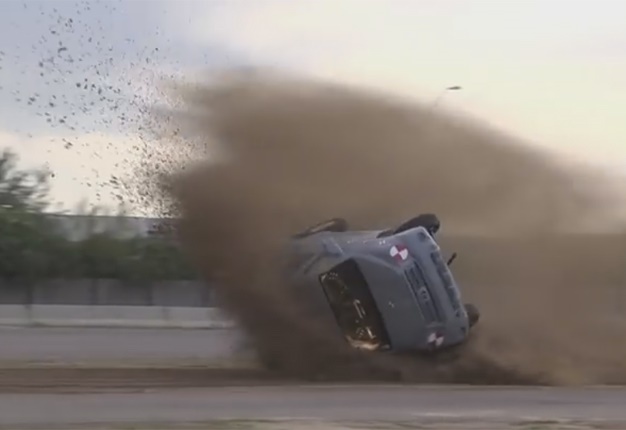 <B>DELIBERATE LUNCH:</B> Toyota puts this bakkie of theirs through its paces by deliberately rolling it in a simulated crash. <i>Image: YouTube</I>