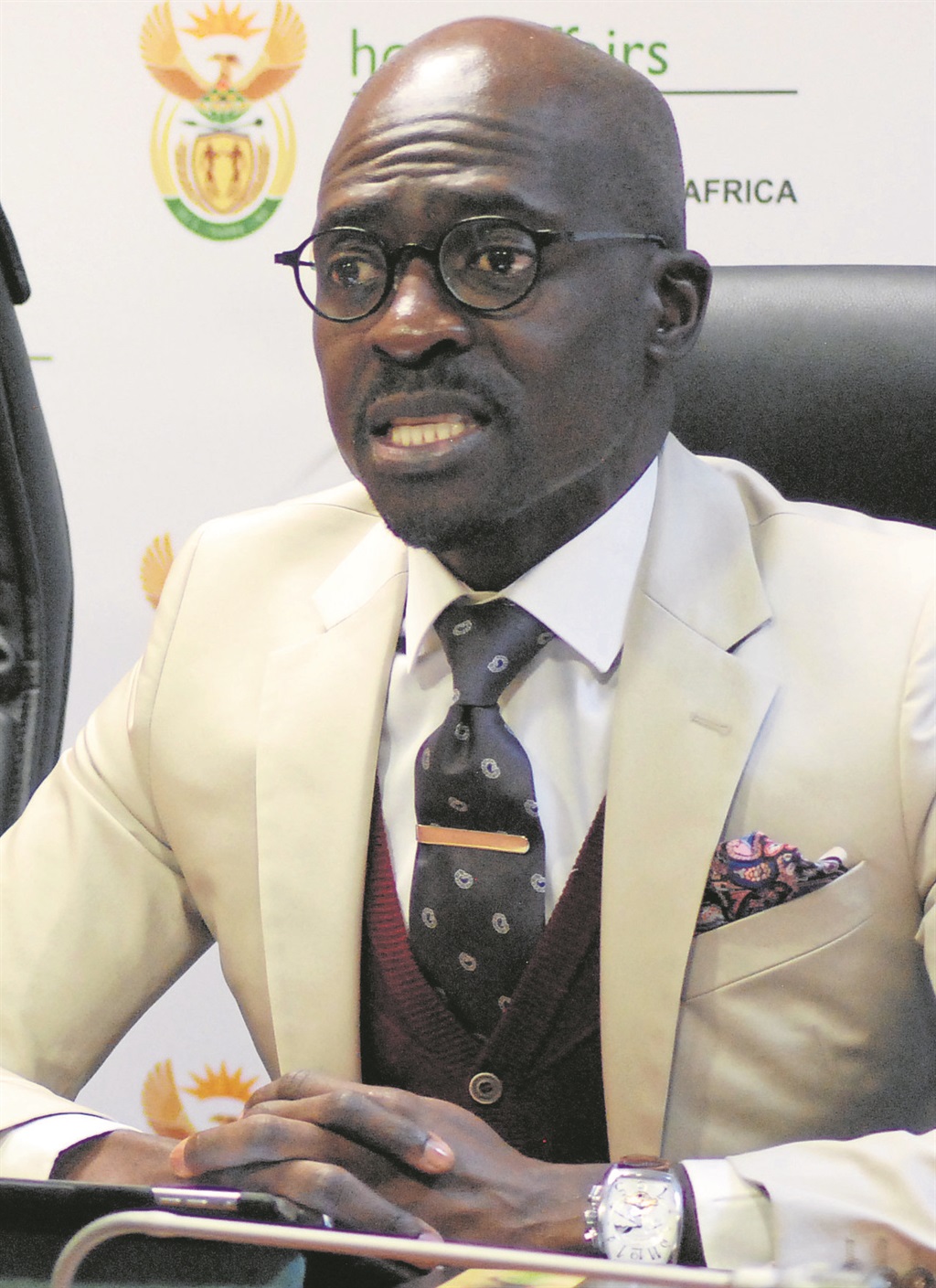 Minister Malusi Gigaba speaking at the launch of the green paper on international migration.      Photo by Samson Ratswana 