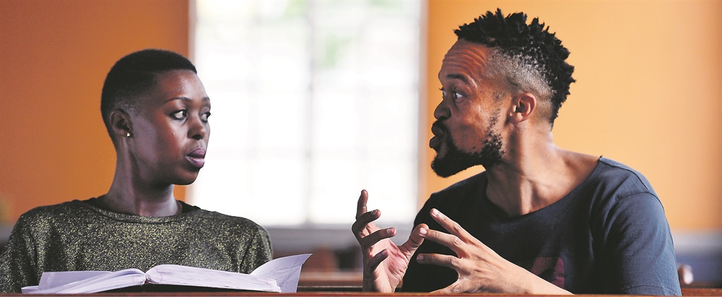 ACTING UP Director Jahmil Qubeka and actress Brenda Ngxoli go through the contested script during a City Press set visit earlier this year.  Picture: Leon Sadiki 