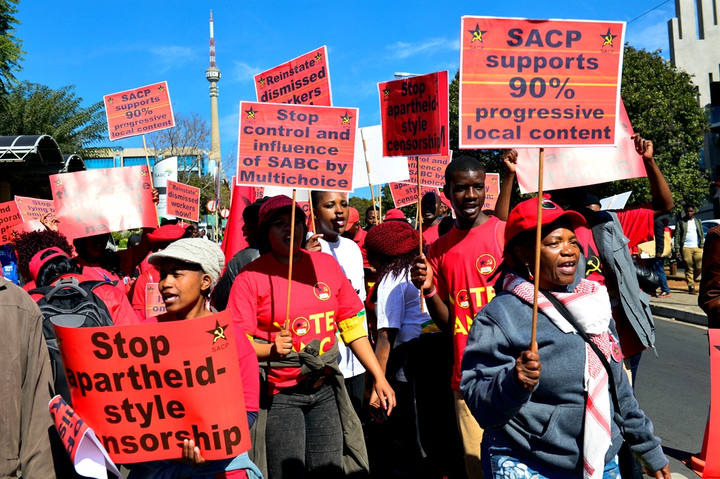 SACP Members Picketing outside the SABC offices. Photo by Themba Makofane Photo by   