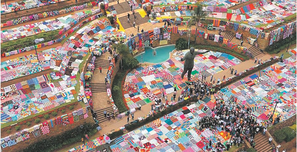 BLANKETS FOR TATA 67 Blankets for Nelson Mandela Day is chasing the Guinness world record for the largest hand-made blanket.  Picture: Supplied 
