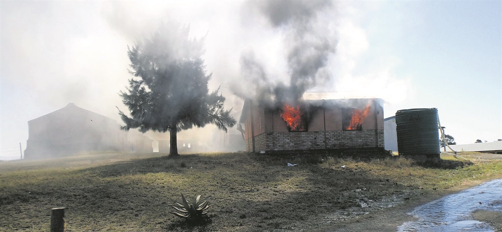 Mhlanganisweni Technical High School was set alight during a protest.  Photo by   Buziwe Nocuze 
