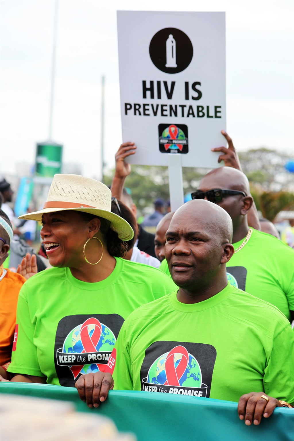 UNITED Aids Healthcare Foundation led activists, health professionals and artists, including actress Queen Latifah, on a march through Durban yesterday and rallied for an increase in funding for HIV/Aids treatment. Picture: Siyanda Mayeza