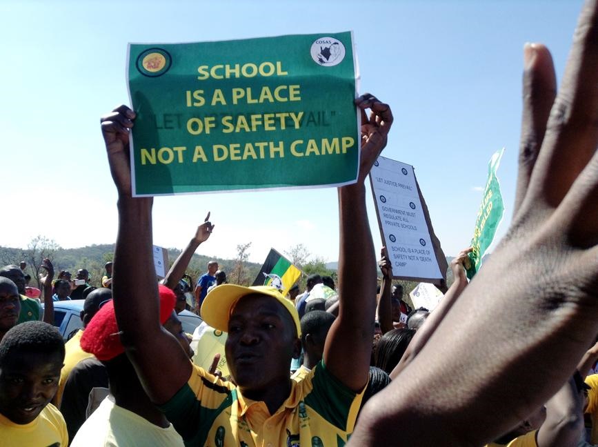 Demonstrators protest against Cefups Academy. Picture: Mandla Khoza/File 