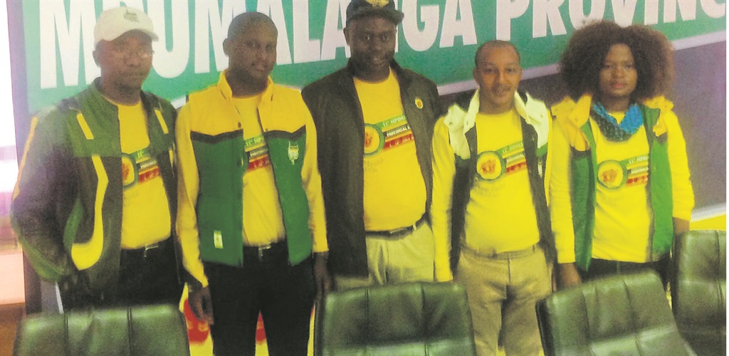 From left: Youth League members Sam Masango, Trevor Nkosi, Tim Mashele, Pholoso Mbatsane and Sonto Mnguni-Malepeng want executive members to get qualifications.   Photo by Lolo Madonsela  