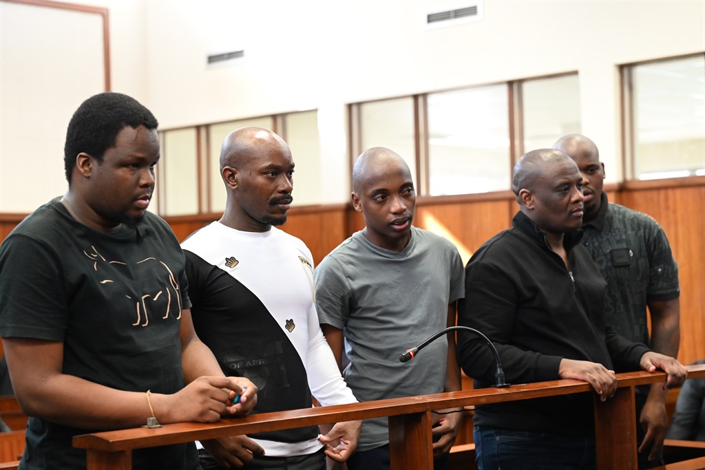 Suspects linked to the AKA and Tibz murders, Lindokuhle Mkhwanazi, Lindani Ndimande, Siyanda Myeza, Mziwethemba Gwabeni and Lindokuhle Mkhwanazi were back in court. Photo by  Jabulani Langa